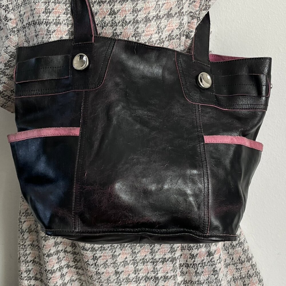 B Makowsky shoulder bag Black/purple leather tote bag